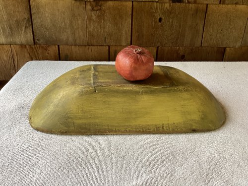 Rare 1800 Footed Small Trencher Yellow Milk Paint