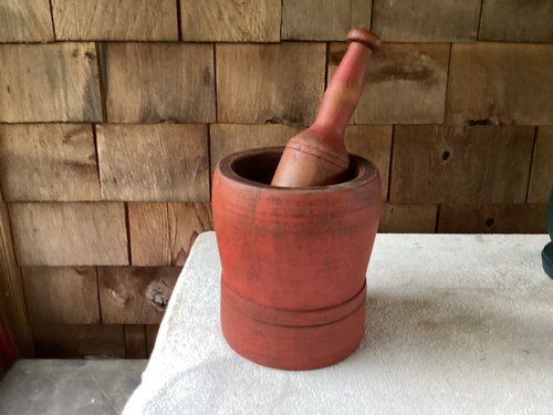 Huge Heavy 1800’s Mortar & Pestle Bittersweet 8”