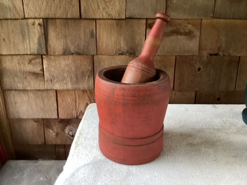 Huge Heavy 1800’s Mortar & Pestle Bittersweet 8”