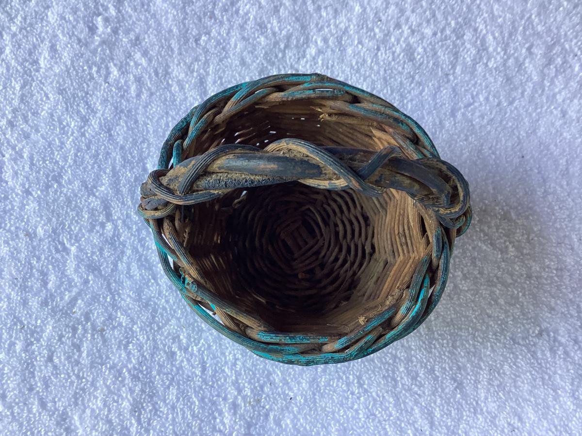 Miniature Old Basket 4” Blue Paint