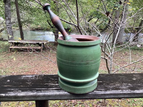 1800’s Mortar & Pestle Original Apple Green 7”