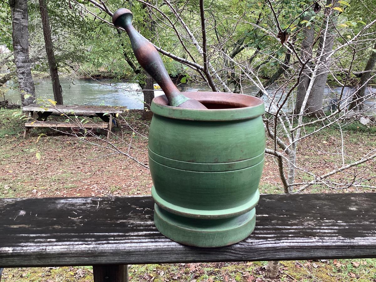 1800’s Mortar & Pestle Original Apple Green 7”