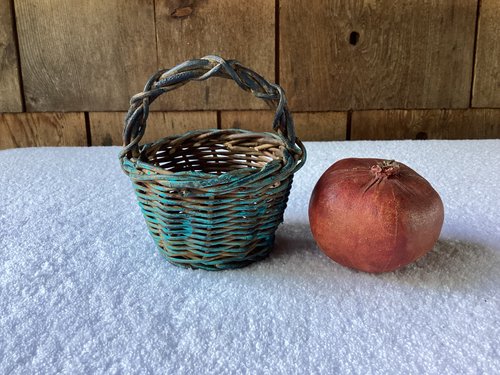 Miniature Old Basket 4” Blue Paint