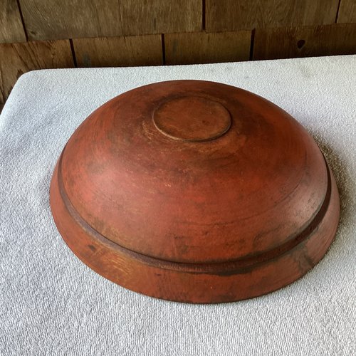 1800’s Large Turned Bowl 15” Rare Orange