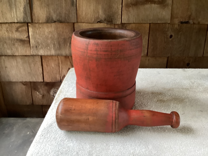Huge Heavy 1800’s Mortar & Pestle Bittersweet 8”