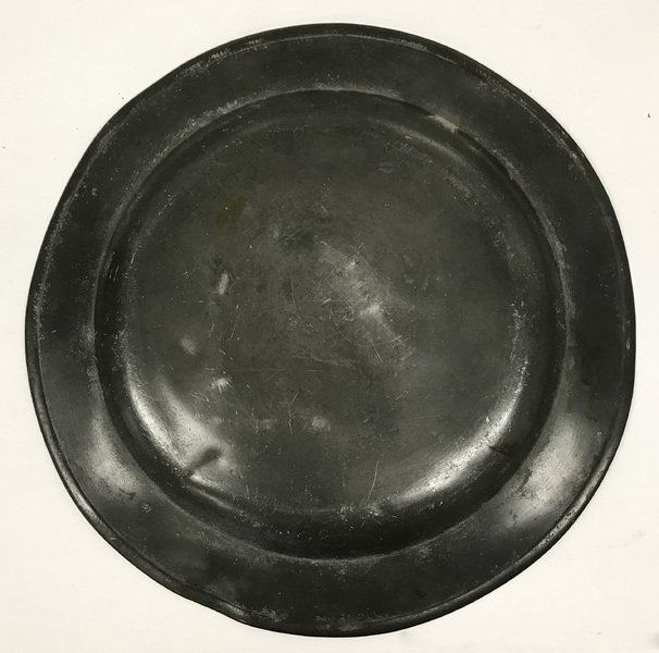 Early Pewter Plate or Charger Marked HB on Back