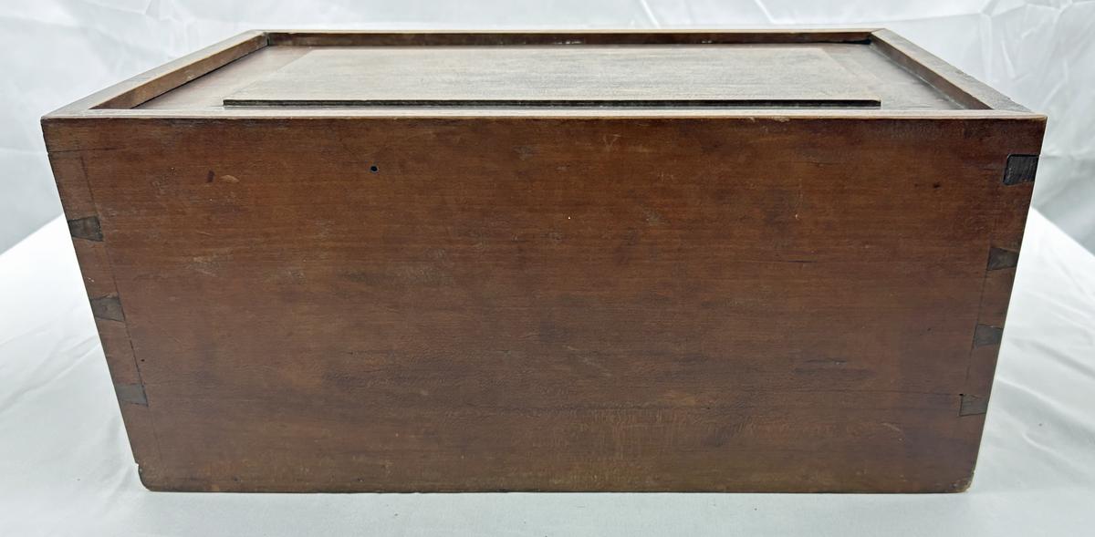Large Cherry Slide Lid Box, Divided Interior