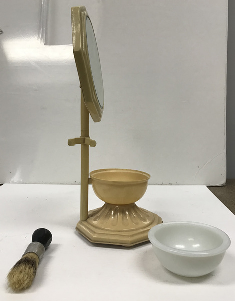 c1930 Bakelite Shaving Mirror, Cup and Brush