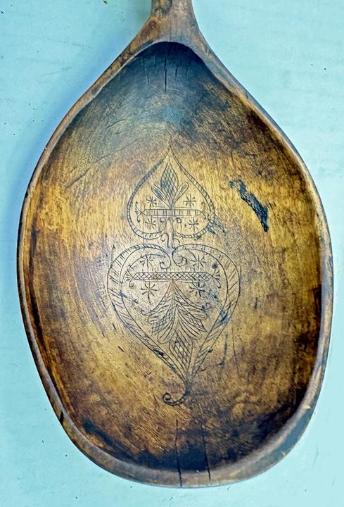 Carved Wooden Wedding or Courtship Spoon