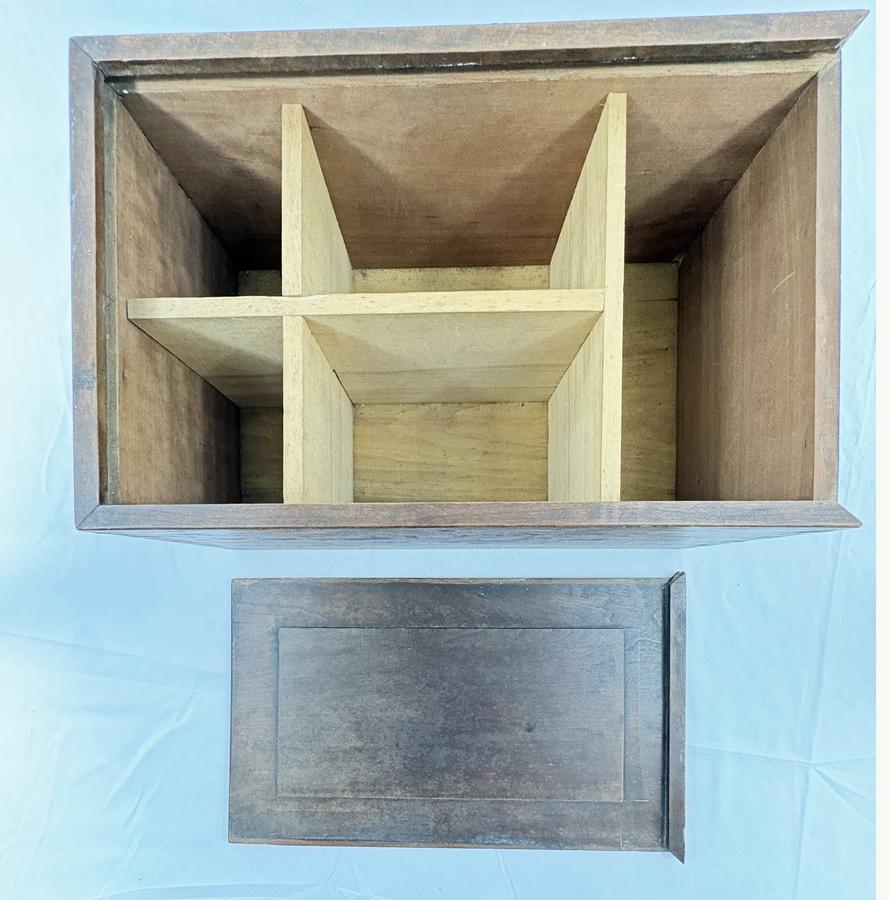 Large Cherry Slide Lid Box, Divided Interior