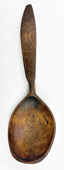 Carved Wooden Wedding or Courtship Spoon