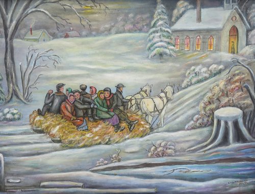 Folk Art Painting - Church Bound
