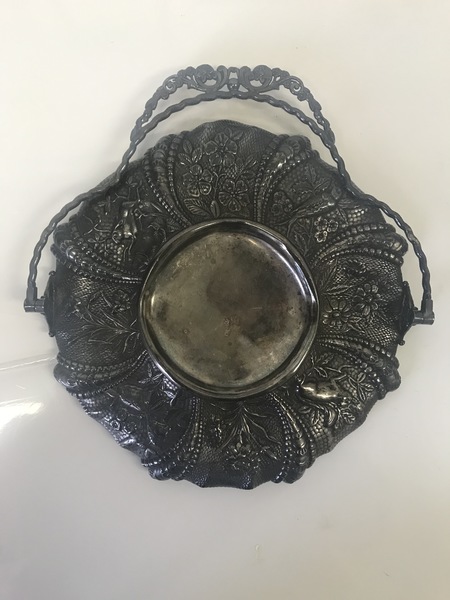Red Victorian Stretch Glass Dish and Holder