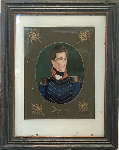 c1825 Reverse Painting on Glass of Andrew Jackson