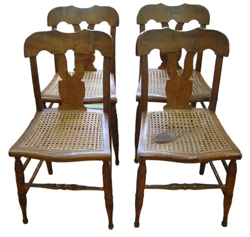 Set of Four Tiger Maple Sheraton Chairs