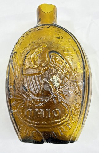 Honey Amber Shepard's Masonic Flask Zanesville OH