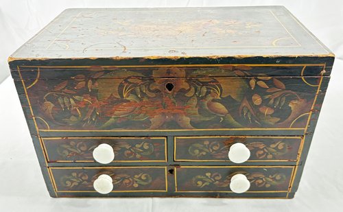 3 Drawer, Lift Lid Box - Paiint Decorated