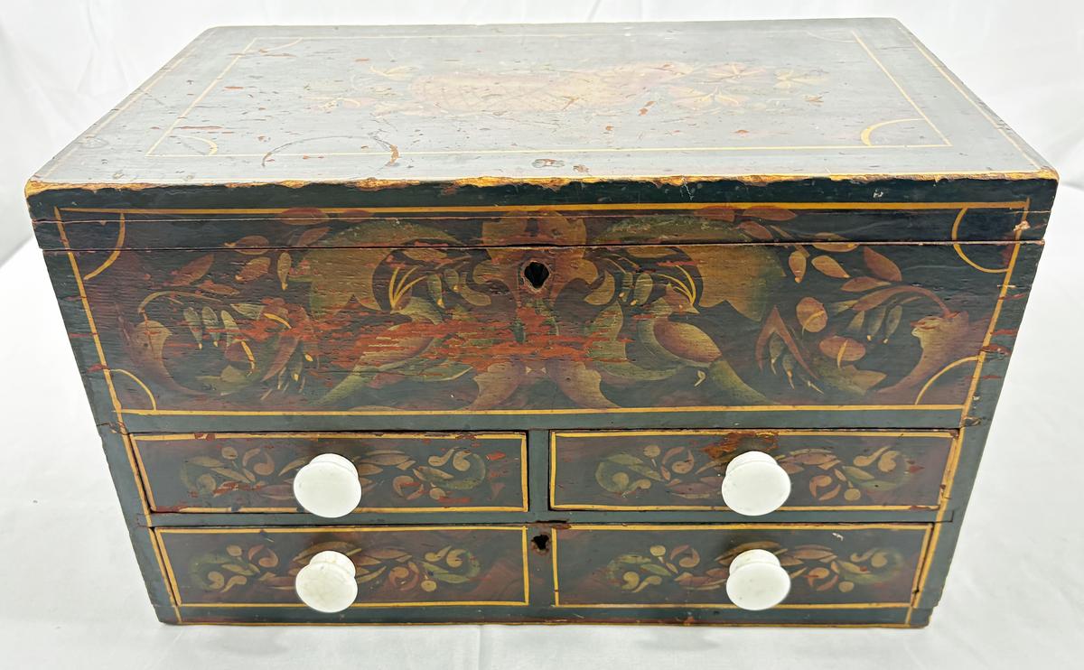 3 Drawer, Lift Lid Box - Paiint Decorated