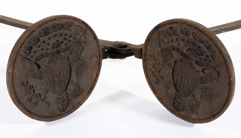 c1800 Patriotic Cast and Forged Iron Waffle Iron