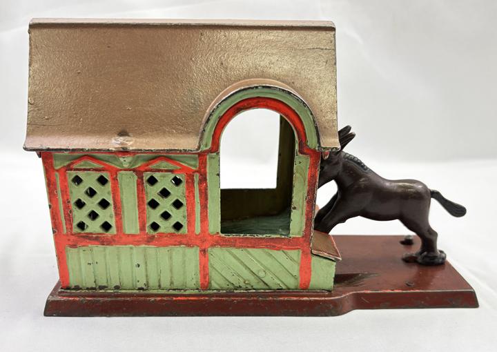Mule Entering Barn Mechanical Bank