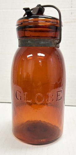 Dark Amber Globe Canning Jar w/ Clamp Down Lid