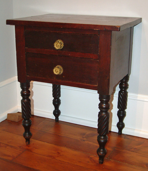 Two Drawer Stand with Bold Rope Turned Legs