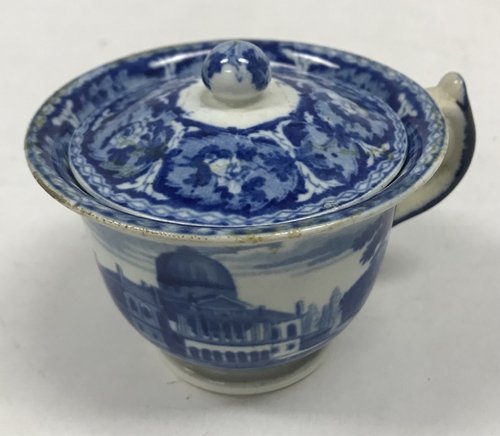 Historical Blue Spittle Cup with Lid