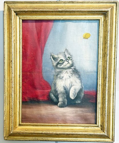 Kitten and The Butterfly - Oil on Canvas
