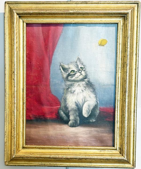 Kitten and The Butterfly - Oil on Canvas
