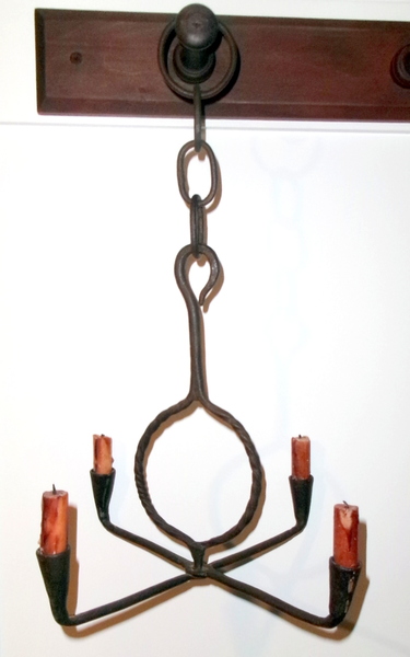 Petite Early Hand-Forged 4 Candle Hanging Lamp