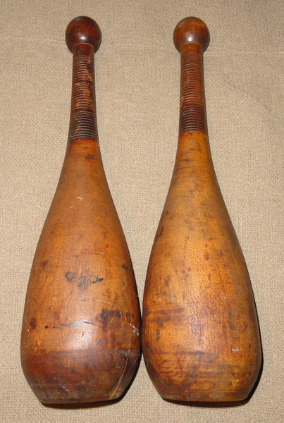 Pair of Unusual Squat Design Indian Clubs