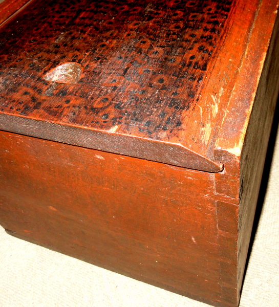 Large 19th C. Paint Decorated Pine Slide Lid Box