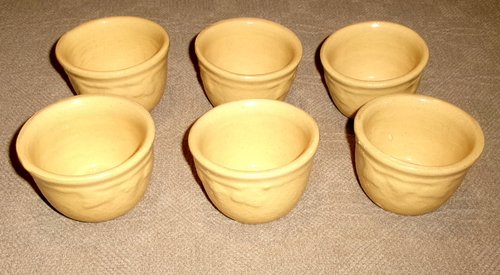 Set of 6 Embossed Yelloware Custard Cups