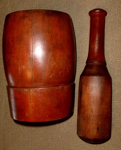 19th C. Mortar & Pestle in Good Red Paint