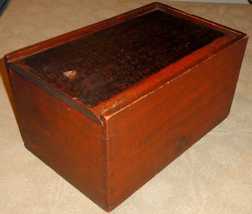 Large 19th C. Paint Decorated Pine Slide Lid Box