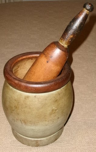 19th C. Mortar & Pestle in Original Paint