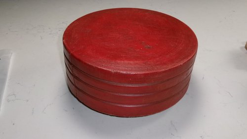 Signed Countertop Chopping Block in Red Paint