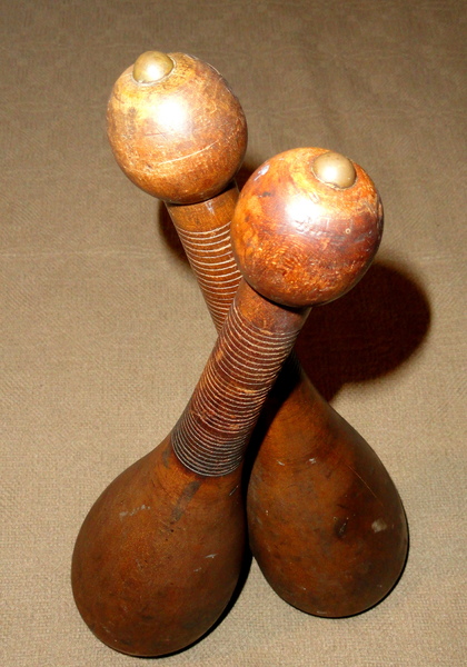 Pair of Unusual Squat Design Indian Clubs