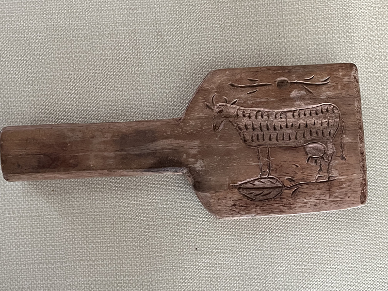 Carved Cow Wooden Butter Paddle