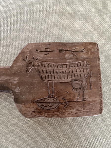 Carved Cow Wooden Butter Paddle