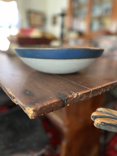 Grey Bowl with Blue Rim
