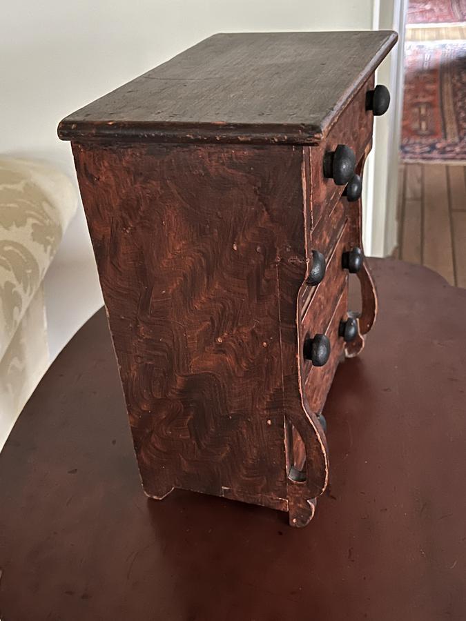 19th c.Miniature Grain Painted Empire Chest