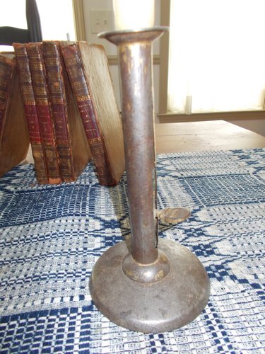 SIGNED METAL HOGSCRAPER WITH GOLD PAINT