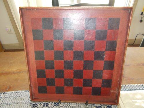 EARLY GAMEBOARD WITH RED & BLACK PAINT