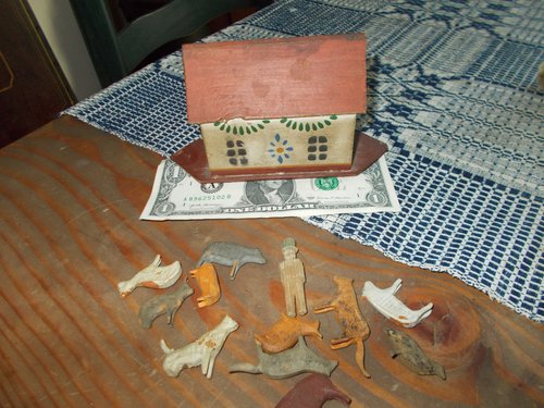 TINY GERMAN NOAH'S ARK W/ANIMALS & NOAH