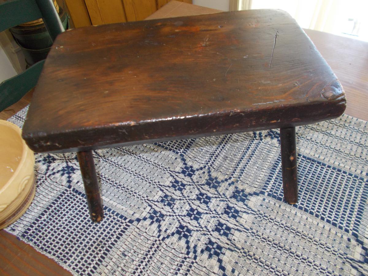 EARLY WOODEN FOOTSTOOL