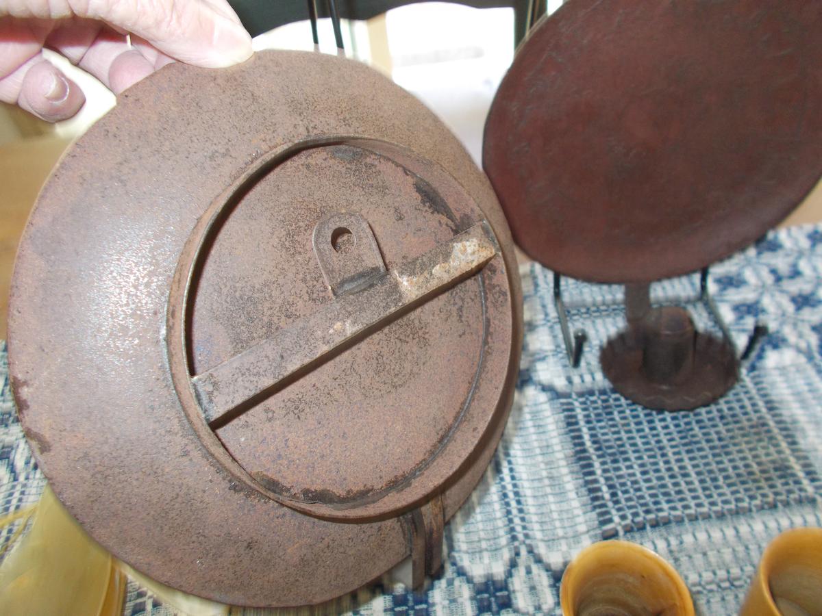 EARLY PAIR OF TIN SCONCES IN PAINT