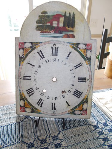 NEW ENGLAND DECORATED WOOD CLOCK FACE