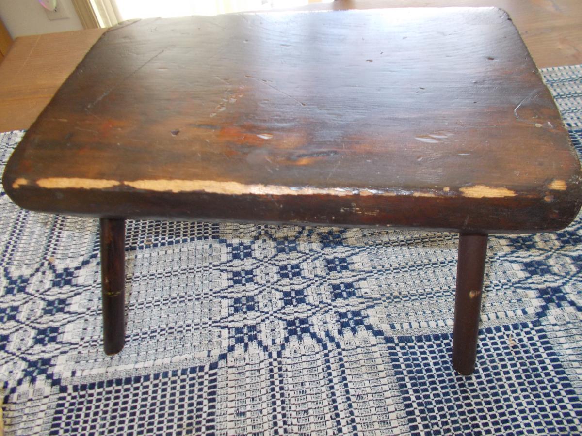 EARLY WOODEN FOOTSTOOL