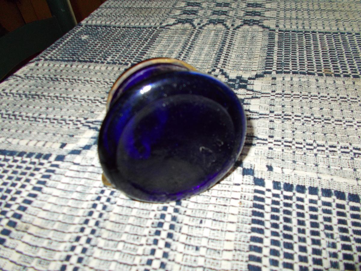 EARLY LIGHTING COBALT GLASS CHAMBERSTICK